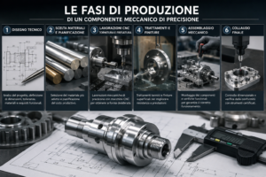 Fasi di produzione di un componente meccanico di precisione